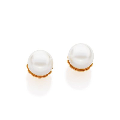 BRINCO FOLHEADO A OURO COM PÉROLA. MED 1CM ROMMANEL 525455