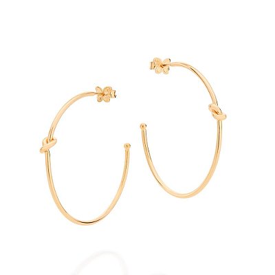 ARGOLA FOLHEADO A OURO ARO COM NÓ. MED 3,8CM ROMMANEL 526083