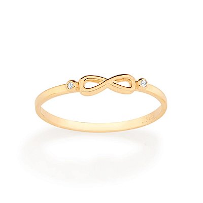 ANEL FOLHEADO A OURO INFINITO COM ZIRCÔNIAS ROMMANEL 513063