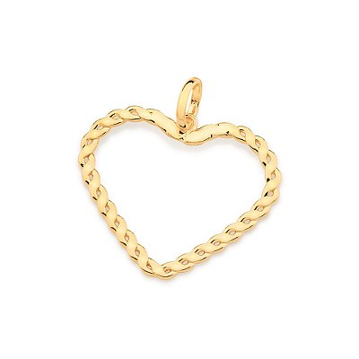 PINGENTE FOLHEADO A OURO CORAÇÃO TRABALHADO. MED 3CM ROMMANEL 542474
