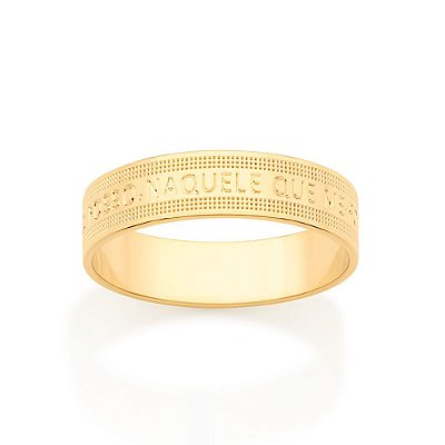 ALIANÇA FOLHEADO A OURO "TUDO POSSO NAQUELE QUE ME FORTALECE" 5MM ROMMANEL 513048