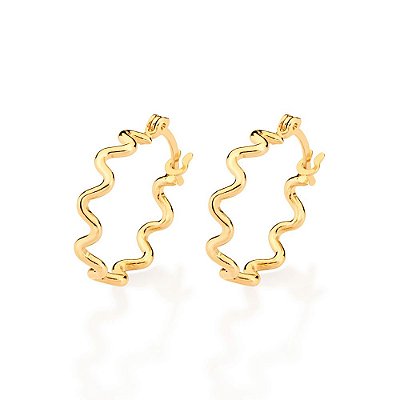 ARGOLA FOLHEADO A OURO FORMATO DE ONDAS. MED 2CM ROMMANEL 526783