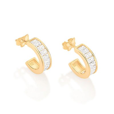 ARGOLA FOLHEADO A OURO CRAVEJADA COM ZIRCÔNIAS. MED 1,5CM ROMMANEL 526749