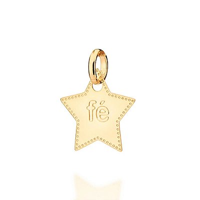PINGENTE ESTRELA FOLHEADO A OURO ESCRITO FÉ. MED 1,6CM ROMMANEL 542470