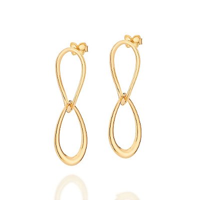 BRINCO FOLHEADO A OURO COM PEÇAS OVAIS PENDURADAS. MED 4,2CM ROMMANEL 526798