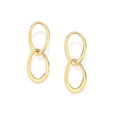 BRINCO FOLHEADO A OURO COM PEÇAS OVAIS PENDURADAS. MED 4,2CM ROMMANEL 526798