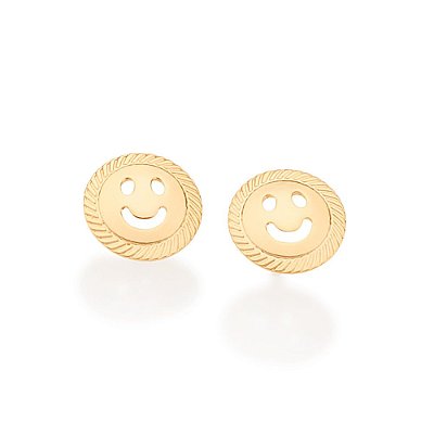 BRINCO FOLHEADO A OURO EMOJI FELIZ. MED 0,80CM ROMMANEL 526800
