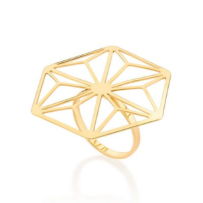 ANEL HEXÁGONO FOLHEADO A OURO ROMMANEL 513055