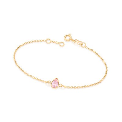 PULSEIRA FOLHEADO A OURO ZIRCÔNIA GOTA COLORIDA. MED 18CM ROMMANEL 551583