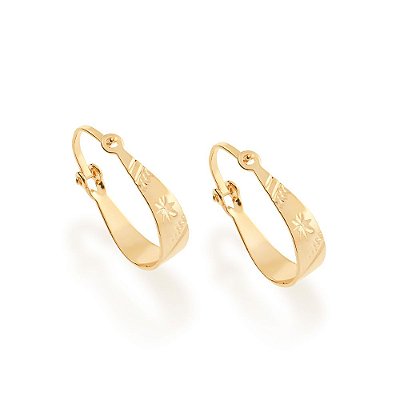 ARGOLA INFANTIL FOLHEADO A OURO ARO TRABALHADO. MED 1,8CM ROMMANEL 520006