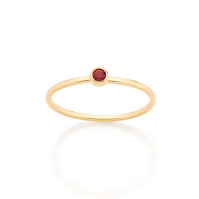 ANEL INFANTIL FOLHEADO A OURO COM 1 ZIRCÔNIA ROSA ESCURO ROMMANEL 512809