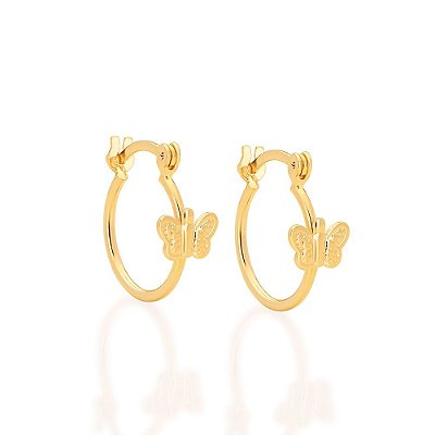 ARGOLA INFANTIL FOLHEADO A OURO COM BORBOLETA. MED 1,6CM ROMMANEL 525241