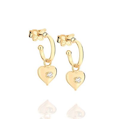 ARGOLA FOLHEADO A OURO CORAÇÃO COM CRISTAL. MED 1,8CM ROMMANEL 524223
