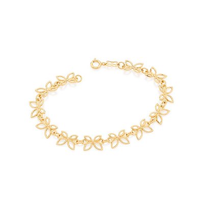 PULSEIRA FOLHEADO A OURO BORBOLETAS. MED 18CM ROMMANEL 551496