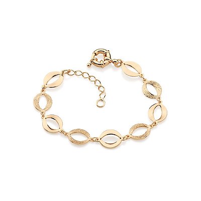 PULSEIRA FOLHEADO A OURO ELOS OVAIS. MED 21CM ROMMANEL 551026
