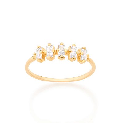 ANEL FOLHEADO A OURO COM ZIRCÔNIAS ROMMANEL 512542