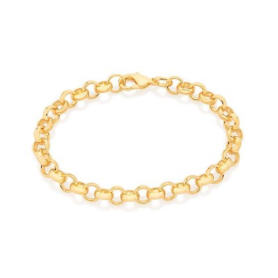 PULSEIRA FOLHEADO A OURO ELO PORTUGUÊS. MED 19CM ROMMANEL 552001