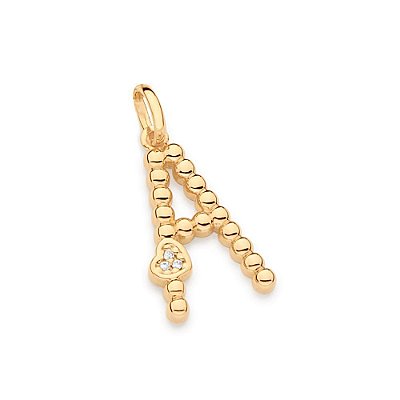 PINGENTE FOLHEADO A OURO LETRA COM CORAÇÃO CRAVEJADO. MED 2,3CM ROMMANEL 542609