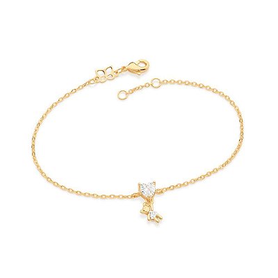 PULSEIRA FOLHEADO A OURO MENINA PENDURADA. MED 19CM ROMMANEL 552002