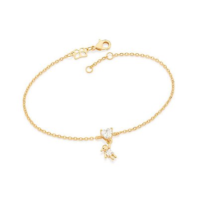 PULSEIRA FOLHEADO A OURO MENINO PENDURADO. MED 19CM ROMMANEL 552003