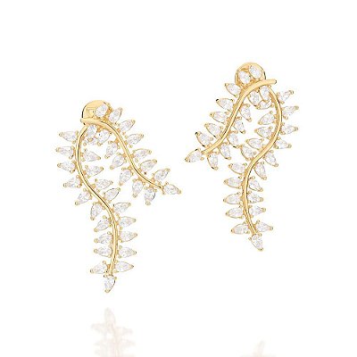 EAR JACKET FOLHEADO A OURO COM ZIRCÔNIAS. MED 5,7CM ROMMANEL 526928
