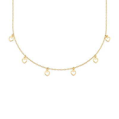 GARGANTILHA FOLHEADO A OURO CORAÇÕES. MED 45CM ROMMANEL 532311