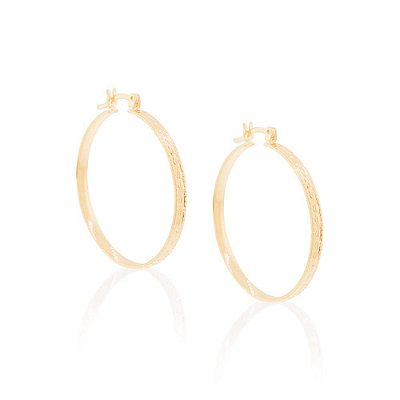 ARGOLA FOLHEADO A OURO COM ARO TRABALHADO. MED 3,2CM ROMMANEL 522907