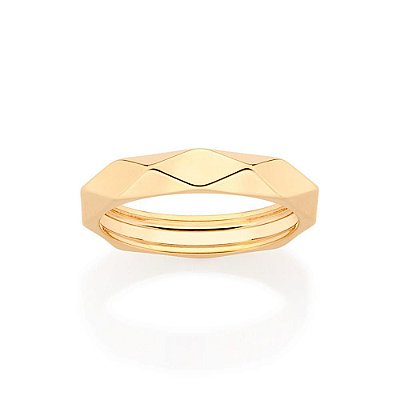 ALIANÇA GEOMÉTRICA FOLHEADO A OURO ROMMANEL 513220