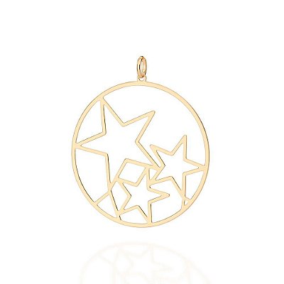 PINGENTE FOLHEADO A OURO ESTRELAS VAZADAS. MED 5,5CM ROMMANEL 542623