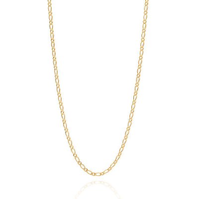 CORDÃO MASCULINO FOLHEADO A OURO ELO ALTERNADO E LAMINADO. MED 60CM ROMMANEL 530094