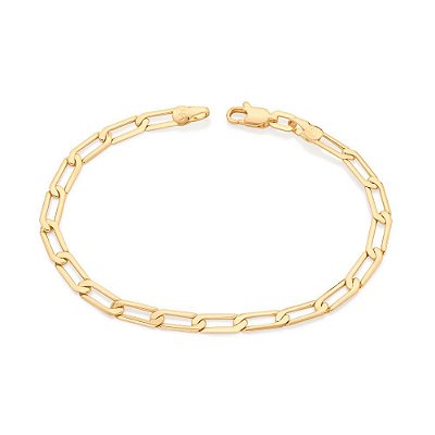 PULSEIRA MASCULINA FOLHEADO A OURO ELO LONGO BATIDO. MED 20/21/22CM ROMMANEL 552014