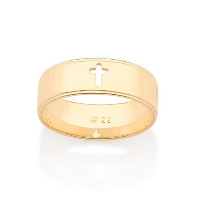 ANEL MASCULINO FOLHEADO A OURO CRUZ ROMMANEL 513231