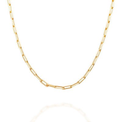 CORDÃO MASCULINO FOLHEADO A OURO ELO CADEADO 3,2MM. MED 60CM ROMMANEL 532102
