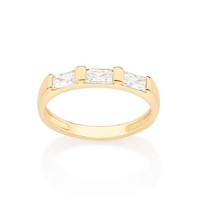 MEIA ALIANÇA FOLHEADO A OURO COM ZIRCÔNIAS ROMMANEL 513237