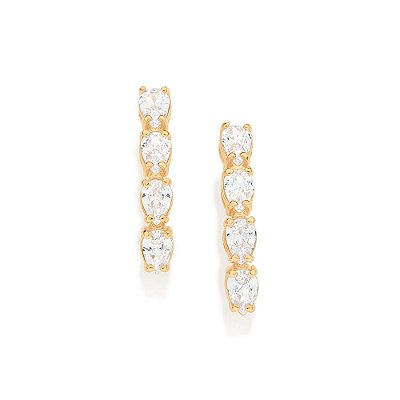 BRINCO FOLHEADO A OURO COM ZIRCÔNIAS. MED 2,5CM ROMMANEL 526961