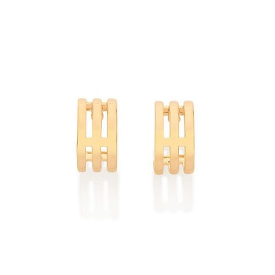 ARGOLA TRIPLA FOLHEADO A OURO. MED 1,2CM ROMMANEL 526971