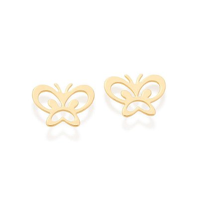 BRINCO FOLHEADO A OURO BORBOLETA. MED 1,5CM ROMMANEL 526976