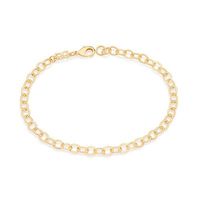 PULSEIRA FOLHEADO A OURO ELO CADEADO OVAL. MED 19CM ROMMANEL 552018