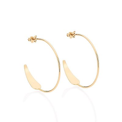 ARGOLA FOLHEADO A OURO COM DETALHE GOTA. MED 3,5CM ROMAMNEL 525475