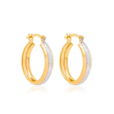 ARGOLA FOLHEADO A OURO COM APLICAÇÃO DE RHODIUM. MED 2,1CM ROMMANEL 520132