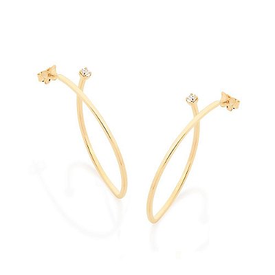 ARGOLA NAVETE FOLHEADO A OURO COM ZIRCÔNIA. MED 4,3CM ROMMANEL 523954