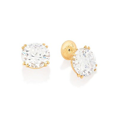 BRINCO BOTÃO FOLHEADO A OURO COM ZIRCÔNIA. MED 1,7CM ROMMANEL 527000