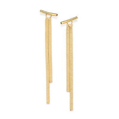 EAR JACKET FOLHEADO A OURO BASE TUBO VAZADO. MED 9,2CM ROMMANEL 527006