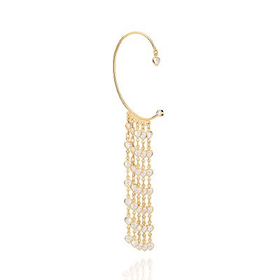 BRINCO EAR WRAP FOLHEADO A OURO CORAÇÕES COM ZIRCÔNIAS. MED 13CM ROMMANEL 527010