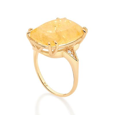 MAX ANEL SOLITÁRIO FOLHEADO A OURO COM CRISTAL BEGE ROMMANEL 513271