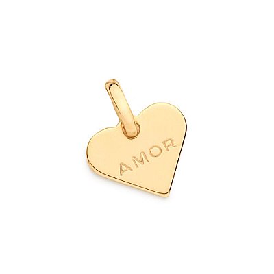 PINGENTE CORAÇÃO FOLHEADO A OURO ESCRITO "AMOR". MED 1,2CM ROMMANEL 542649