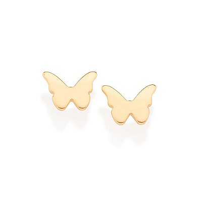 BRINCO FOLHEADO A OURO BORBOLETA. MED 1CM ROMMANEL 527035