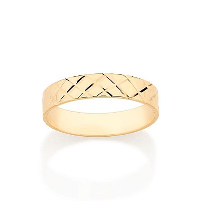 ALIANÇA DIAMANTADA FOLHEADO A OURO ARO TRABALHADO 4MM ROMMANEL 513274