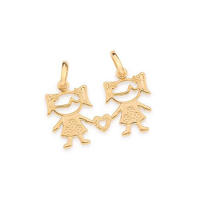 PINGENTE FOLHEADO A OURO DUAS MENINAS. MED 2,7CM ROMMANEL 542645