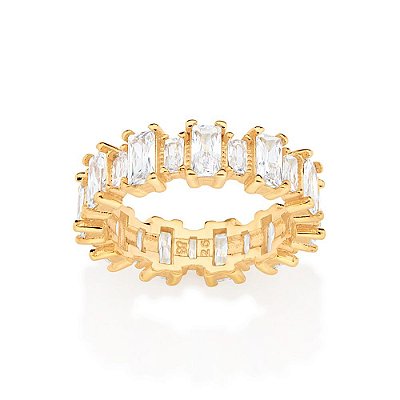 MEIA ALIANÇA FOLHEADO A OURO COM ZIRCÔNIAS ROMMANEL 513283